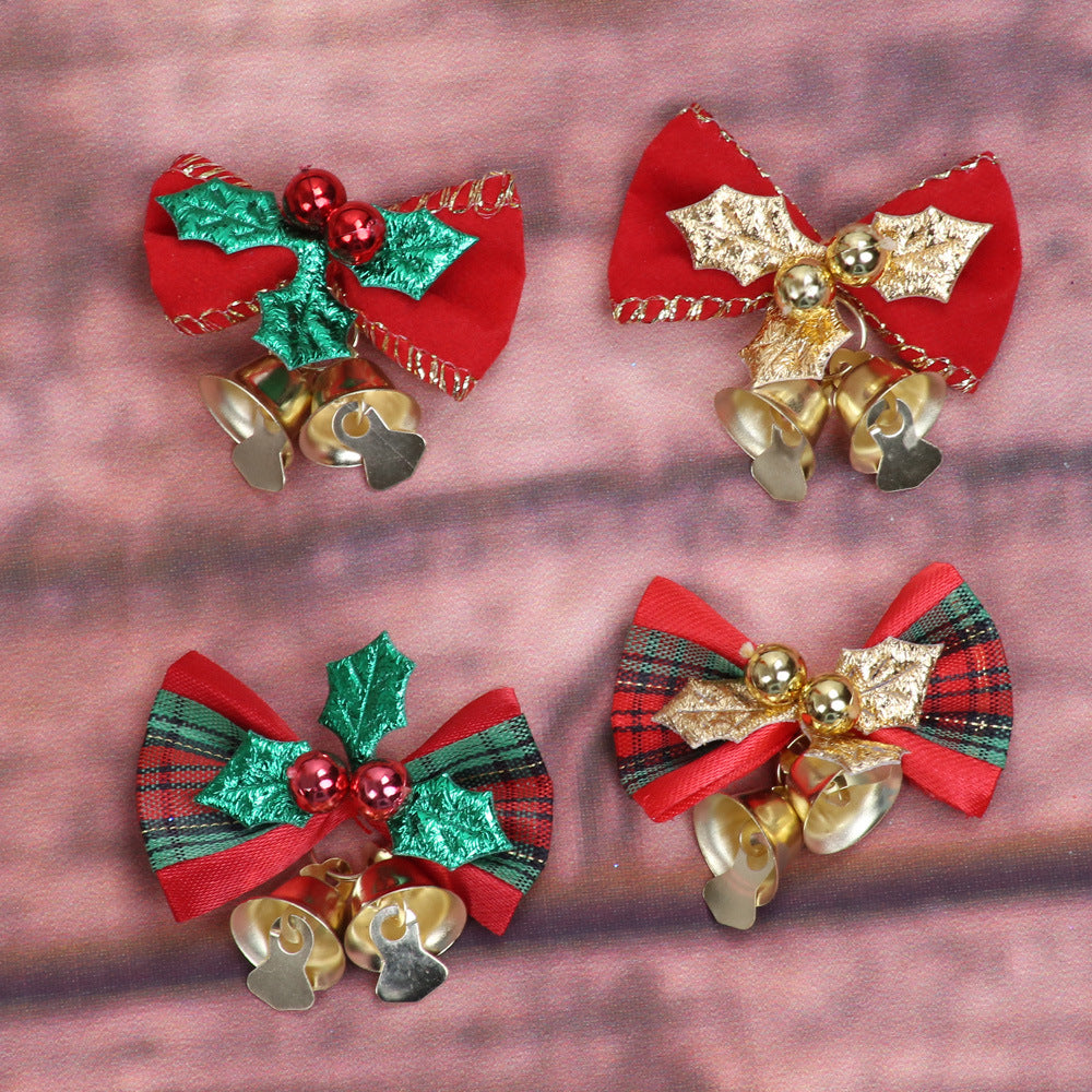 Bulk Christmas 2023 Decorations Mini Bow Bell Pendant for Christmas Tree Decor Wholesale