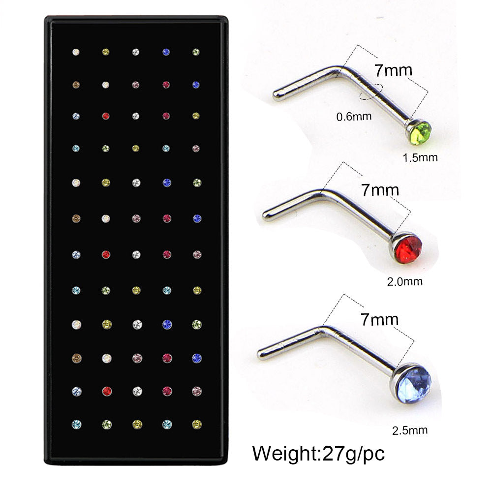 Bulk Nose Rings Studs Hoops Surgical Stainless Steel Hypoallergenic Nose Rings Set for Women Men Straight/L/Screw Shaped Rhinestone Nose Piercing Jewelry Gift Wholesale