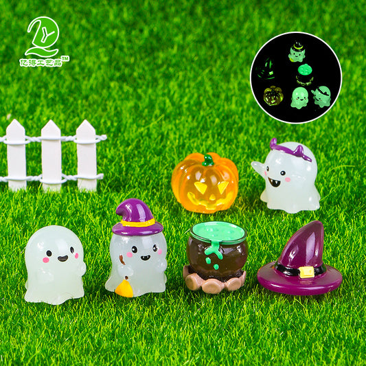 6 Pcs Mini Halloween Resin Decorations Ghost Pumpkin Figurines for DIY Party Decor