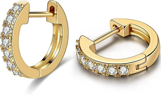 Bulk Korean Style Earrings 14K Real Gold-plated Annulus Diamond Setting Copper Earrings Jewelry Gift for Women Wholesale