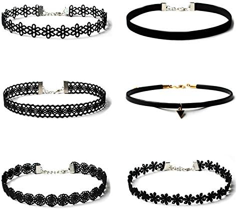 Bulk Necklaces Set for Women 6 PCS Black Velvet Classic Gothic Lace Chokers Vintage Necklace Gifts Wholesale