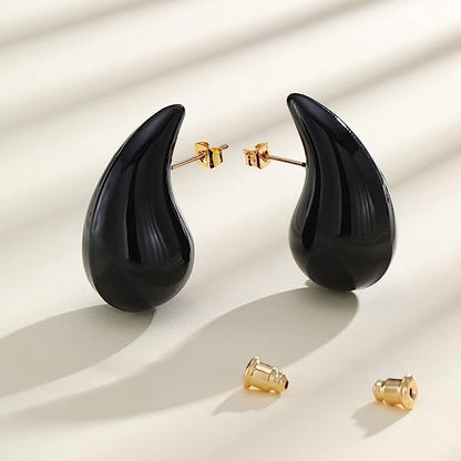 Bulk Chunky Gold Earrings Lightweight Waterdrop Hollow Open Hoops Hypoallergenic Gold Plated Earrings for Women Girls Wholesale