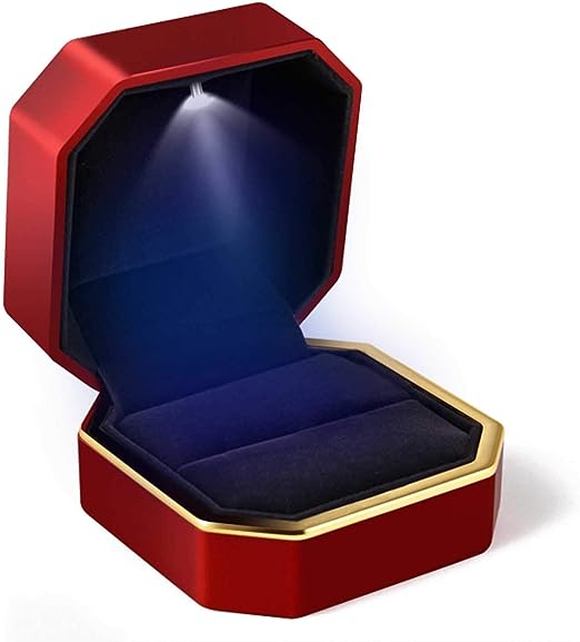 Bulk Ring Jewelry Box Square Velvet Jewelry Boxes Gift with LED Light for Proposal Engagement Wedding Wholesale