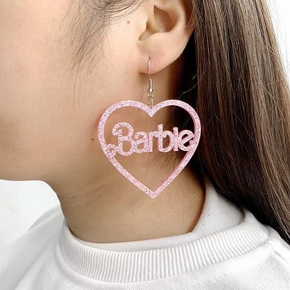 Bulk Pink Heart Earrings Acrylic Hollow Out Sparkling Jewelry Earrings for Couples Valentine's Day Girlfriends' Gifts Wholesale