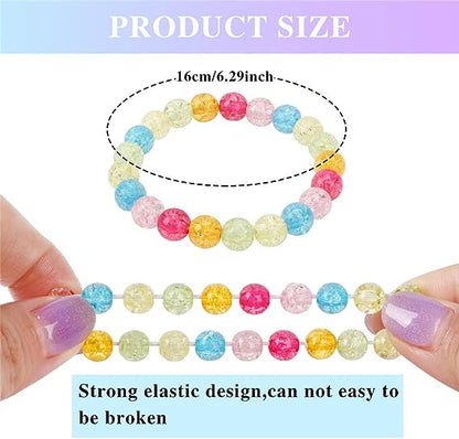 Bulk Beaded Bracelets Set Princess Bracelet Elastic Rainbow Stretchy Pink Bracelets for Women Girls Wholesale