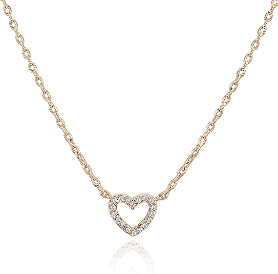 Bulk Pink Heart Necklace 14K Gold Plated O-chain Pendant Necklaces Diamond Necklace Jewelry for Women Wholesale