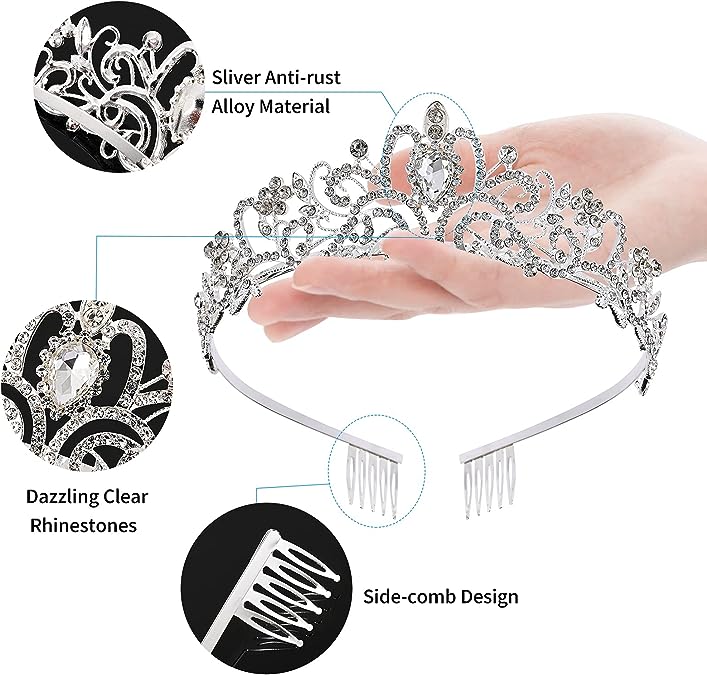 Bulk Crown Queen Princess Crown for Women Girls Crystal Bridal Hair Accessories Gifts for Birthday Wedding Prom Bridal Party Halloween Christmas Wholesale