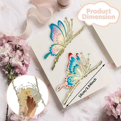 Bulk Hair Accessories Butterfly for Women 2Pcs Hair Clip with Bow Non-Slip Strong Metal Butterfly Headwear Gifts Wholesale