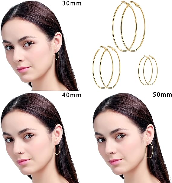 Bulk Gold and Silver Earrings 6 Pairs Circle Hypoallergenic Women's Earrings Set Wholesale