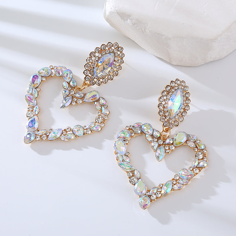 Bulk Luxurious Earrings Heart-Shaped Inlaid Drop Earrings Wholesale