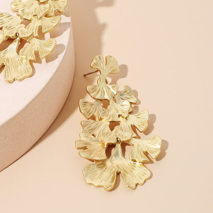 Bulk Vintage Gold Earrings Leaves Plated Artistic Jewelry Wholesale
