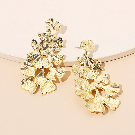 Bulk Vintage Gold Earrings Leaves Plated Artistic Jewelry Wholesale
