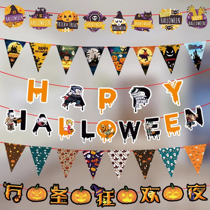 Bulk Halloween 2023 Decorations Pumpkin Letter Pennant for Party Courtyard Garden Decor Wholesale