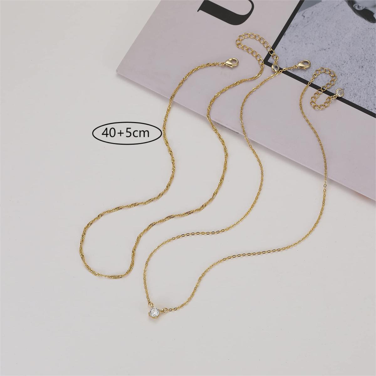 Bulk Diamond Necklaces for Women Detachable Trendy Gold Double-Layer Necklaces Pendant Necklace Gifts Wholesale