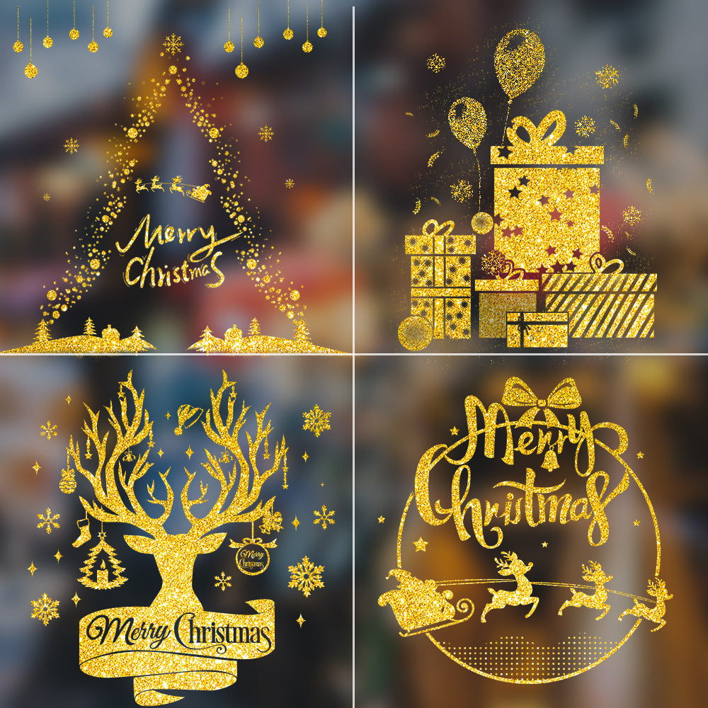 Bulk Christmas 2023 Removable Glue Decorations Stickers for Shopping Mall Supermarket Window Decor Wholesale
