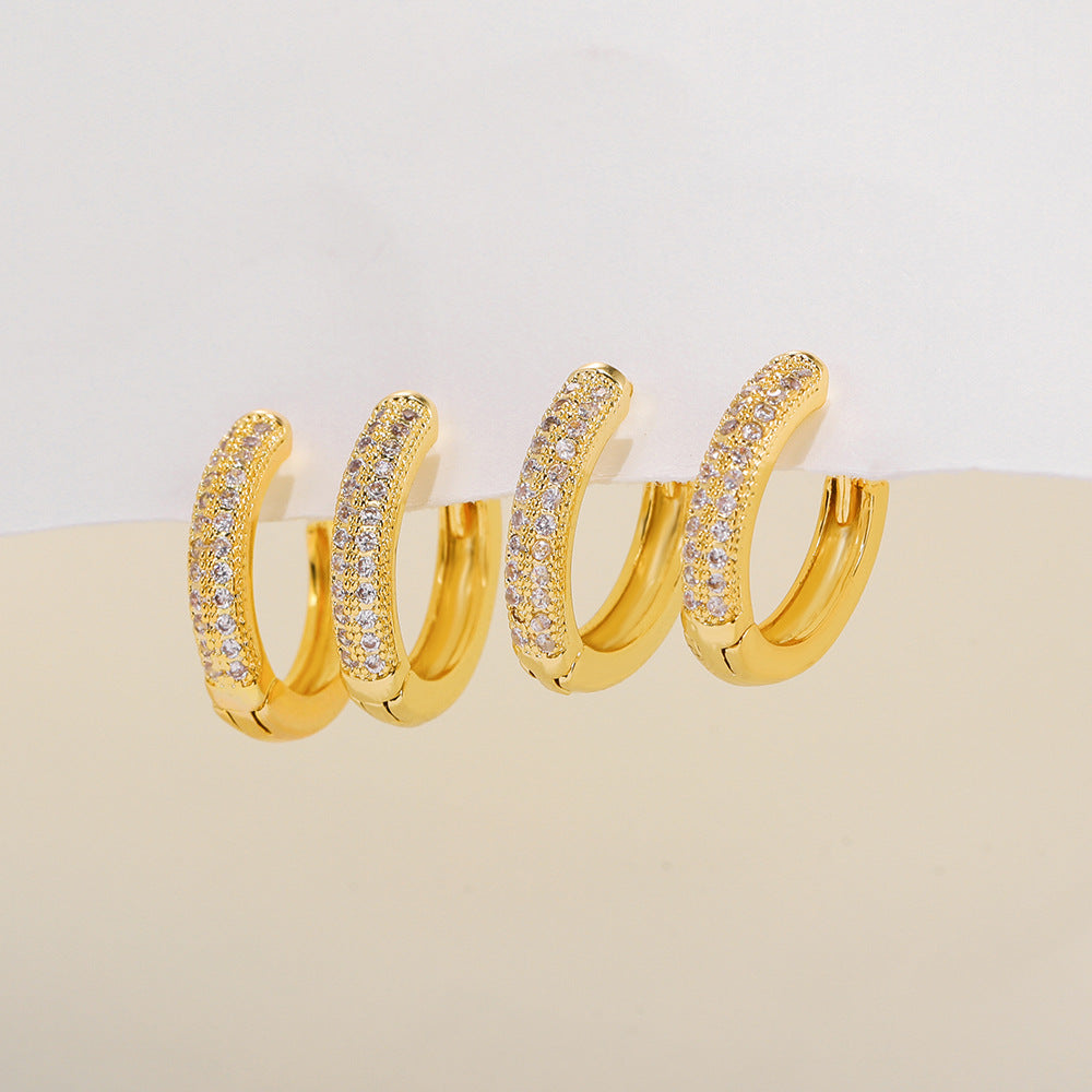 Bulk Small Hoop Earrings for Women Gold Plated Yellow Cubic Zirconia Earrings Wholesale