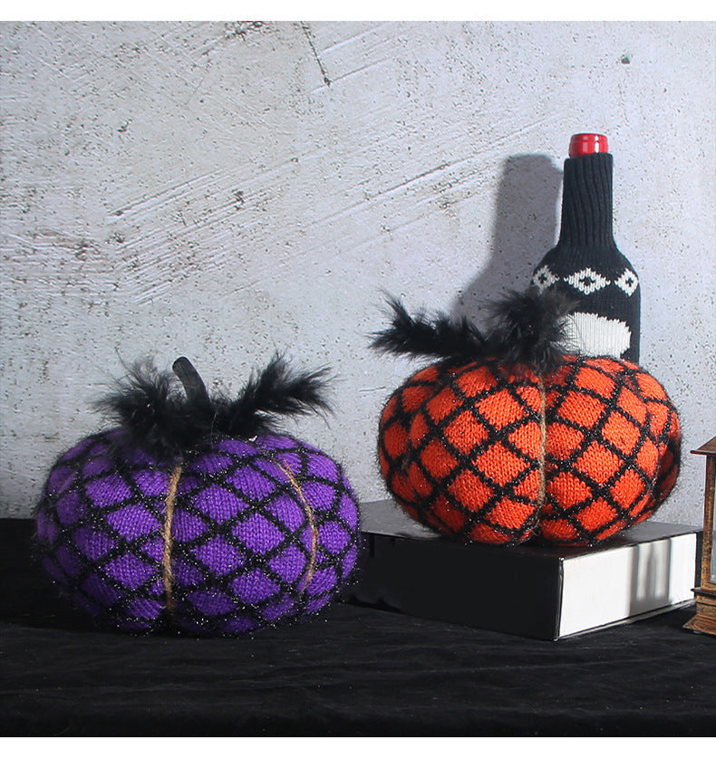 Bulk Halloween 2023 Pumpkin Ornaments Handmade Knitting Props Party Decorations Wholesale