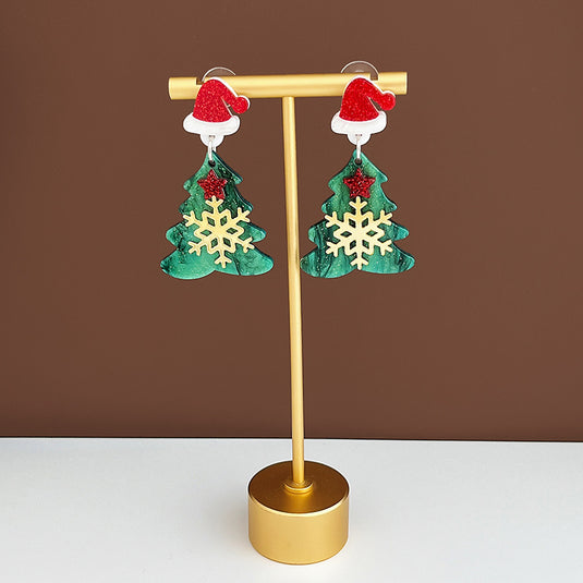 Bulk Christmas 2023 Earring Charms Cartoon Snowflake Christmas Tree Earrings for Women Wholesale