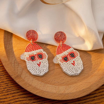 Bulk Christmas 2023 Eardrop Acrylic Bow Snowflakes Santa Claus Jewelry Wholesale