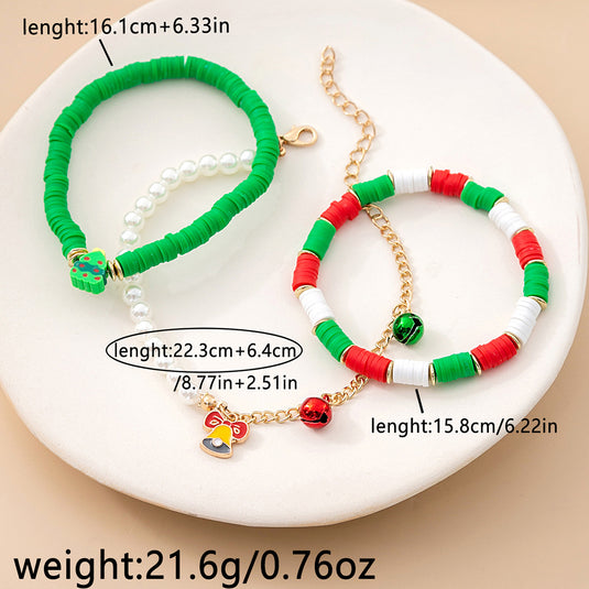 Bulk Christmas 2023 Friendship Bracelet Beads Bell Adjustable Bracelet Set Gifts Wholesale