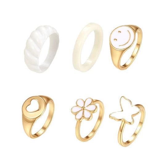Bulk Aesthetic Rings for Girls Women Y2K Butterfly Flower Rings Stackable Rings for Teen Girls Pack Gift Wholesale