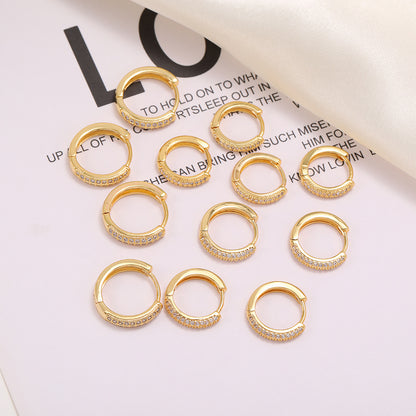 Bulk Small Hoop Earrings for Women Gold Plated Yellow Cubic Zirconia Earrings Wholesale