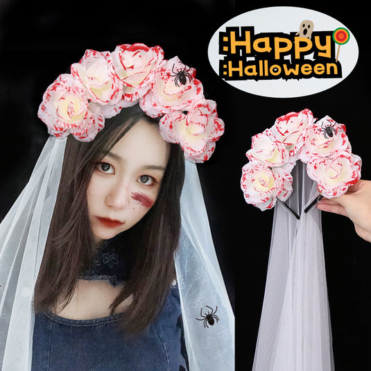 Bulk Halloween 2023 Decorations Blood Stained Cosplay Veil for Party Wholesale