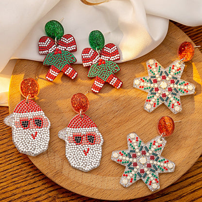 Bulk Christmas 2023 Eardrop Acrylic Bow Snowflakes Santa Claus Jewelry Wholesale