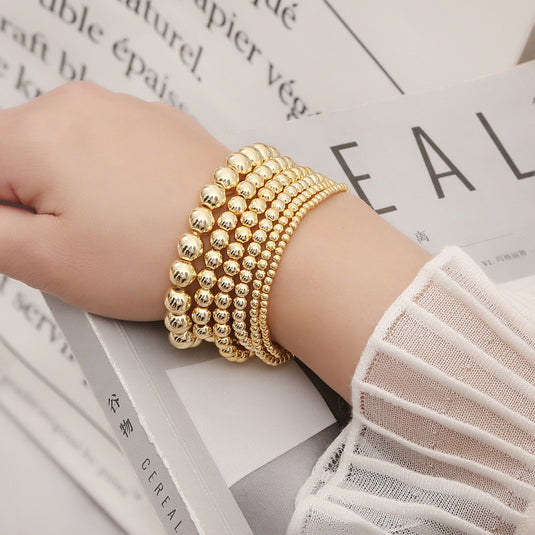 Bulk Bracelet Elastic 14K Gold Plated Stretchable Bead Ball Bracelet for Women Wholesale