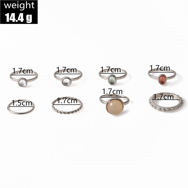 Bulk Rings Women Silver Star Moon Gemstone Ring Vintage Stackable Rings Set Gifts Wholesale